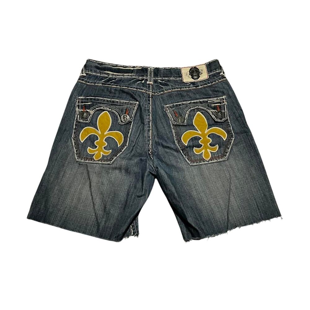 Baggy Y2K Vintage Laguna Beach Jean Co. Swarovski Hand Made Denim Shorts